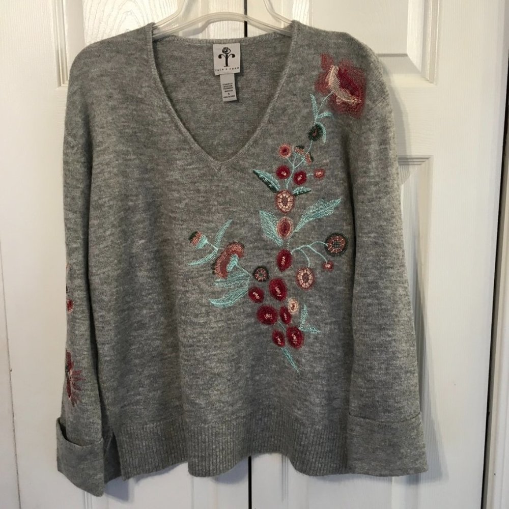 Rain & Rose Embroidered Sweater